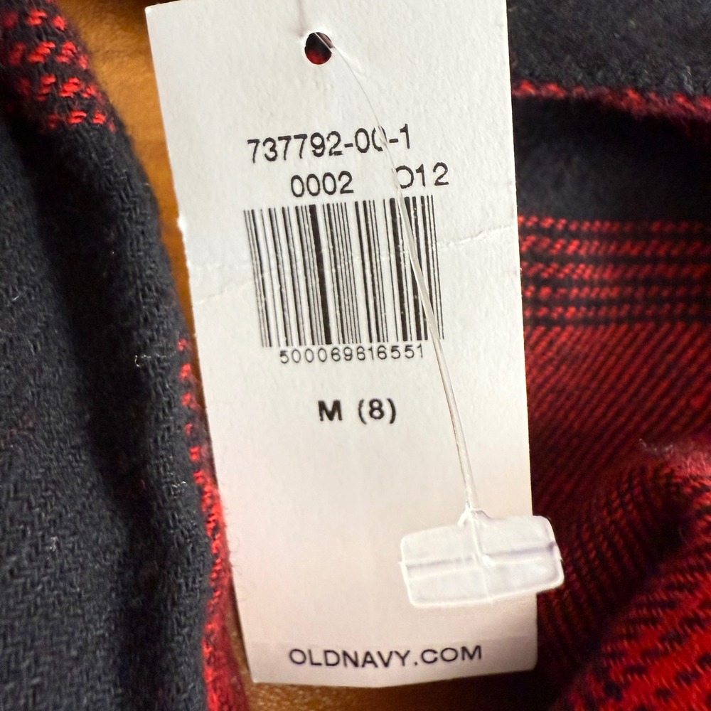 Old Navy Kids Red Black Buffalo Plaid Flannel Shirt Button Down Size M 8 - Picture 4 of 5